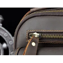 Leather shoulder / crossbody bag - with zippers / pocketsBags