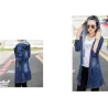 Trendy denim long jacket - with hood - zipper - pocketsJackets
