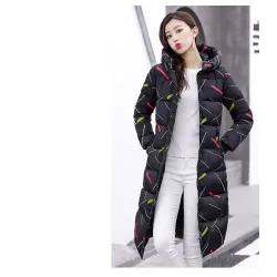 Warm / long down winter jacket with hood and zipperJackets