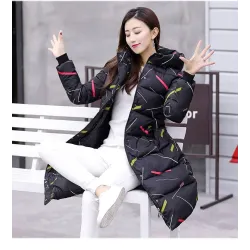 Warm / long down winter jacket with hood and zipperJackets