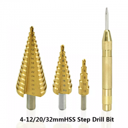 HSS step drill bit - 4-12mm / 4-20mm / 4-32mm - titanium wood cutterBits & drills