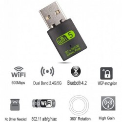 USB 2.0 - Wifi receiver - adapter with Bluetooth - 600Mbps 2.4G 5GNetwork