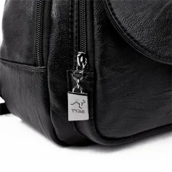 Fashionable leather backpack - with a metal front buckleBackpacks