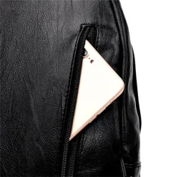 Fashionable leather backpack - with a metal front buckleBackpacks