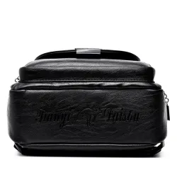 Fashionable leather backpack - with a metal front buckleBackpacks