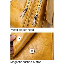 Trendy backpack - front zippers / buckle - wax leatherBackpacks