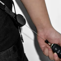 Keychain with retractable wire rope - anti-theft - 80cmKeyrings