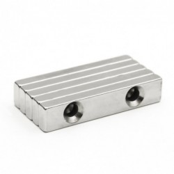 N35 - neodymium magnet - rectangular - with double 5mm holes - 50 * 10 * 5mm - 3 piecesN35