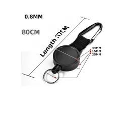 Keychain with retractable wire rope - anti-theft - 80cmKeyrings