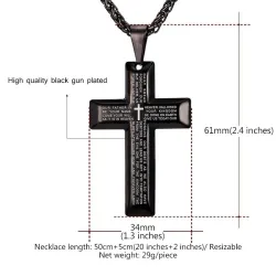 Cross with prayers - necklace - stainless steelNecklaces