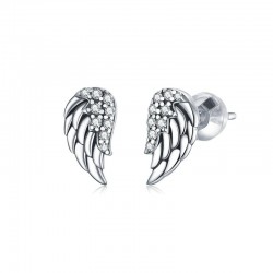 Angel wings with crystals - 925 sterling silver earrings