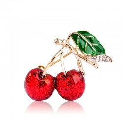 Elegant brooch with a red crystal cherryBrooches