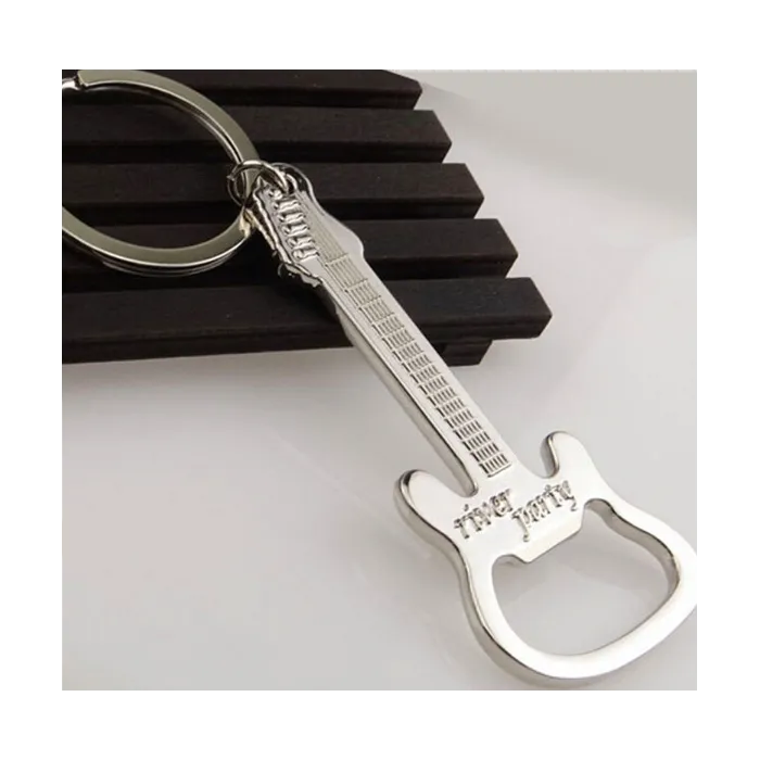 Guitar shaped bottle opener - metal keychainKeyrings