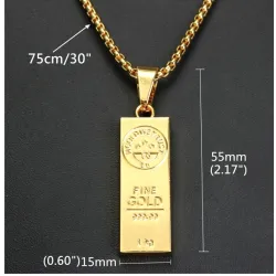 18K Gold bar pendant with necklace - 75cmNecklaces