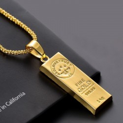18K Gold bar pendant with necklace - 75cmNecklaces