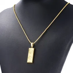 18K Gold bar pendant with necklace - 75cmNecklaces