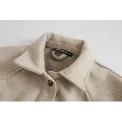 Vintage woolen beige jacket - with pockets / belt / buttonsJackets