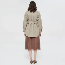 Vintage woolen beige jacket - with pockets / belt / buttonsJackets