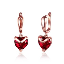 Luxurious earrings with red crystal heart