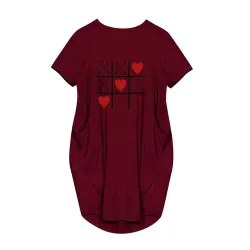 Fashionable vintage loose dress - with pockets / hearts printDresses