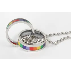 Rainbow double rings pendant - stainless steel necklaceNecklaces
