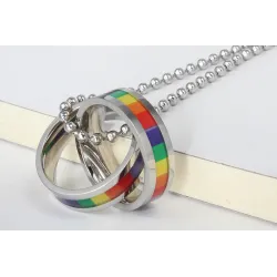 Rainbow double rings pendant - stainless steel necklaceNecklaces