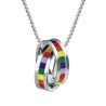 Rainbow double rings pendant - stainless steel necklaceNecklaces