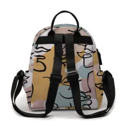 Trendy mini backpack - abstract line face printedBackpacks