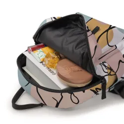 Trendy mini backpack - abstract line face printedBackpacks