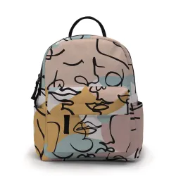 Trendy mini backpack - abstract line face printedBackpacks