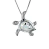 Luxury vintage necklace with crystal turtle - blue / white opalNecklaces