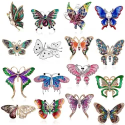 Elegant vintage brooch with crystal butterflyBrooches
