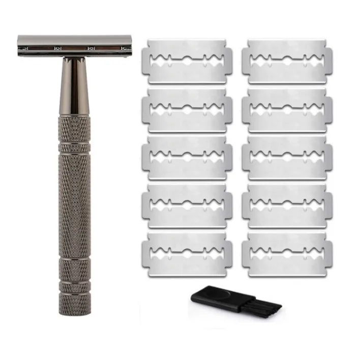 Shaving razor - double edge - with 10 shaving bladesShaving