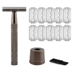 Shaving razor - double edge - with 10 shaving bladesShaving