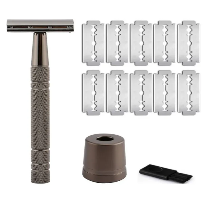 Shaving razor - double edge - with 10 shaving bladesShaving