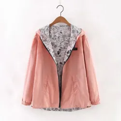 Spring / autumn hooded jacket - two sided - with zipper - cartoon printJackets