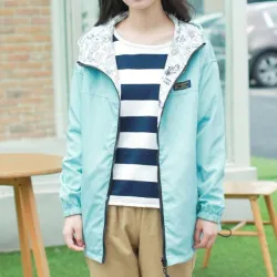 Spring / autumn hooded jacket - two sided - with zipper - cartoon printJackets