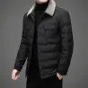 Fashionable warm short jacket - down windbreaker - with detachable fur collarJackets