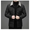 Fashionable warm short jacket - down windbreaker - with detachable fur collarJackets