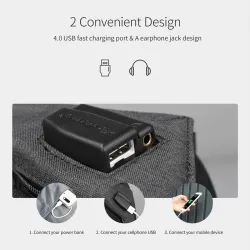 Fashionable backpack - anti-theft - USB charging port / earphone jack - for 15.6inch laptop - waterproofBackpacks