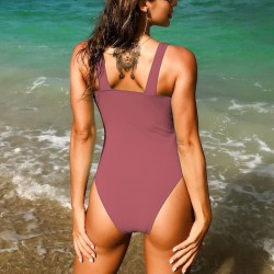 Sexy one piece swimming suit - open V-neck - with push upBeachwear