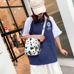 Mini canvas backpack - with zipper - cow milk printBackpacks