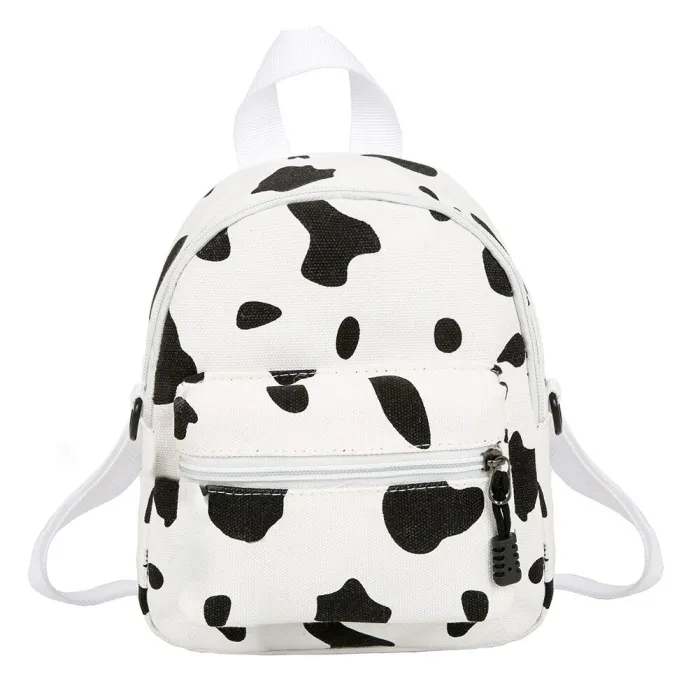 Mini canvas backpack - with zipper - cow milk printBackpacks