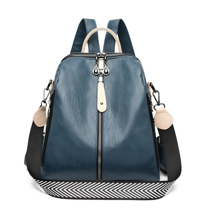Multifunctional backpack - leather shoulder bag - with zippersBackpacks