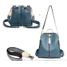 Multifunctional backpack - leather shoulder bag - with zippersBackpacks