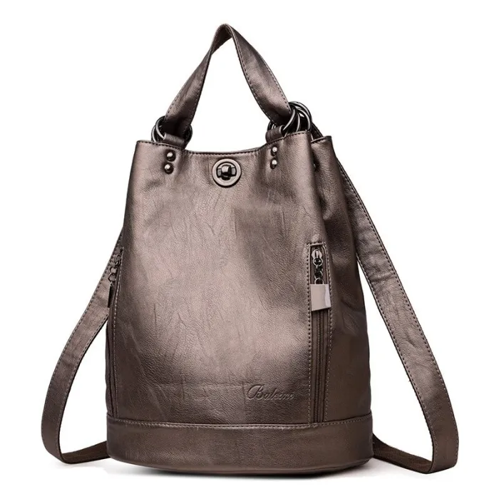 Fashionable leather backpack - multifunction vintage shoulder bag - large capacityBackpacks
