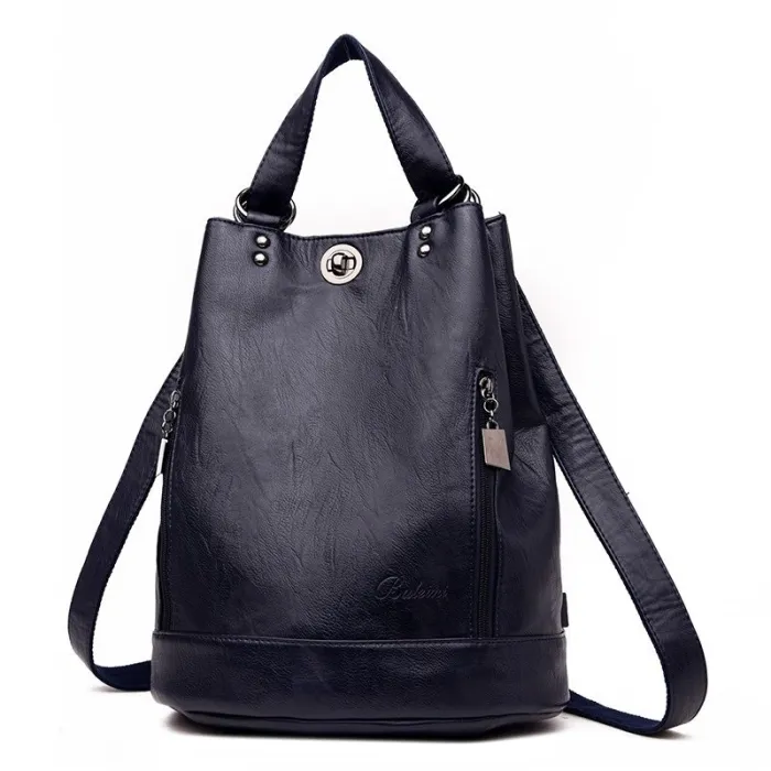 Fashionable leather backpack - multifunction vintage shoulder bag - large capacityBackpacks