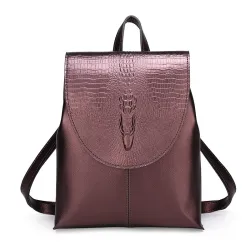 Fashionable leather backpack - shoulder bag - snakeskin patternBackpacks