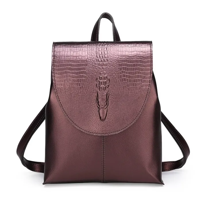 Fashionable leather backpack - shoulder bag - snakeskin patternBackpacks
