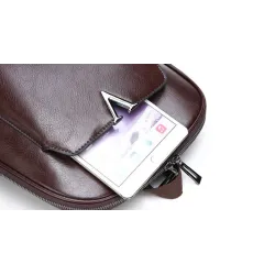 Luxurious vintage backpack - leather shoulder bag - with decorative V letterBackpacks